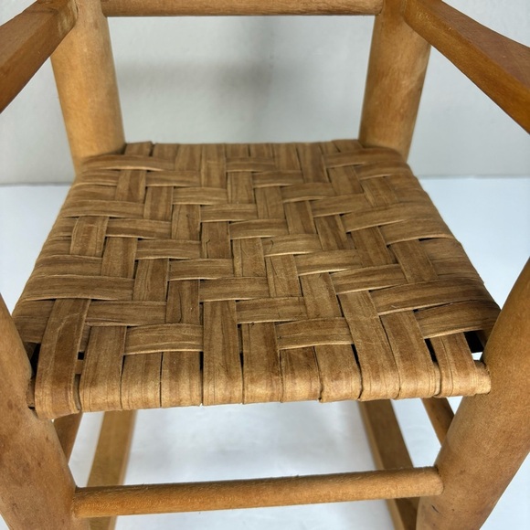 Handmade Wood Rocking Chair made for American Girl Doll Hand Woven Seat 12X16X9” - Picture 10 of 12